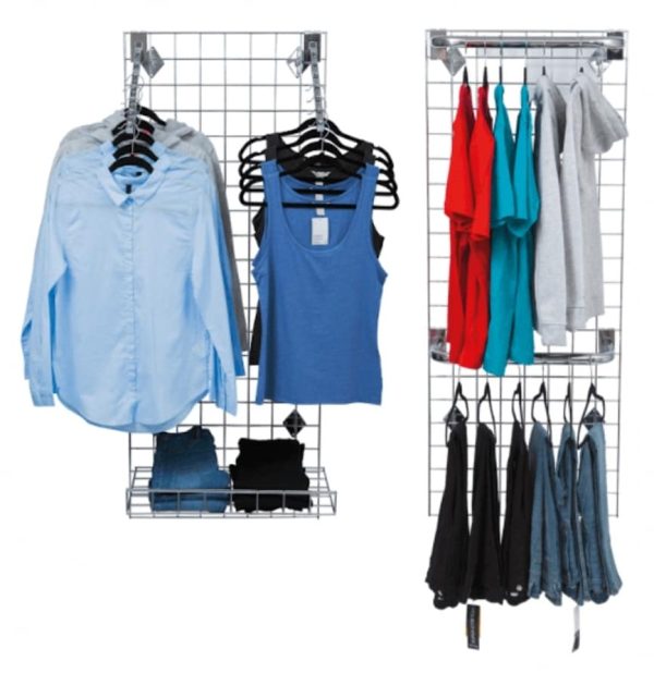 6ft Polished Chrome Gridwall Hanging Display Kits