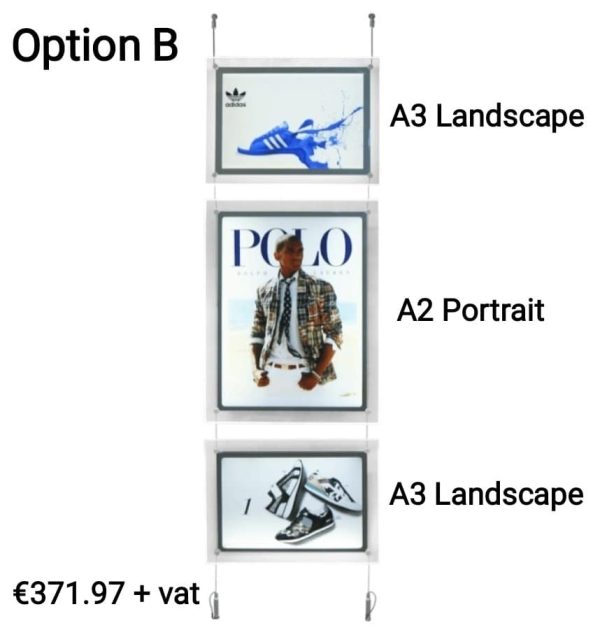 Energy-efficient Double Sided Cable Kit Window Displays with illuminated poster pockets - Image 4