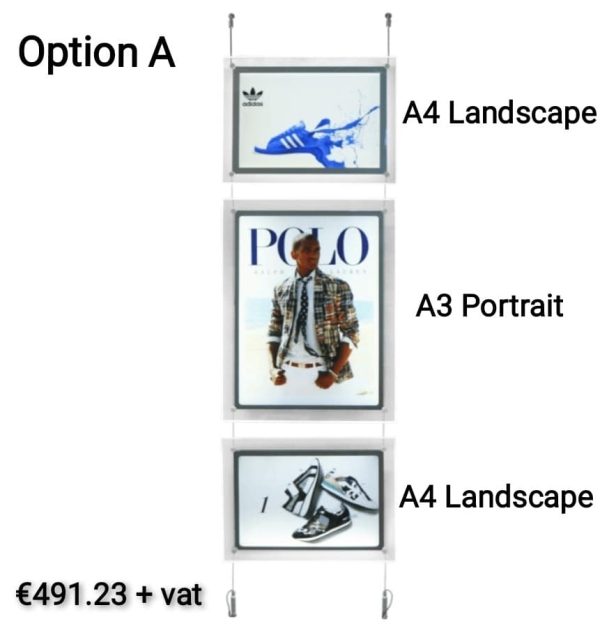 Energy-efficient Double Sided Cable Kit Window Displays with illuminated poster pockets - Image 5