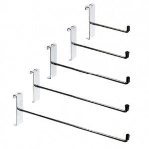 Chrome Gridwall Single Prong Hooks in five different lengths