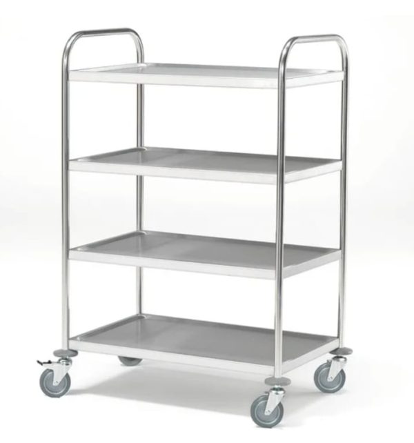 stainless steel shelf trolley with 4 shelves