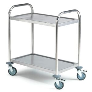 Stainless steel trolley with 2 shelves and takes 100kg