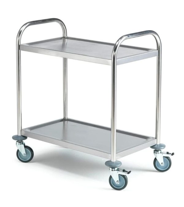 Stainless steel trolley with 2 shelves and takes 100kg
