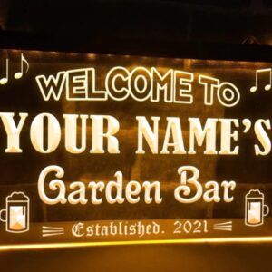 Garden Bar Personalized Illuminated Signs.