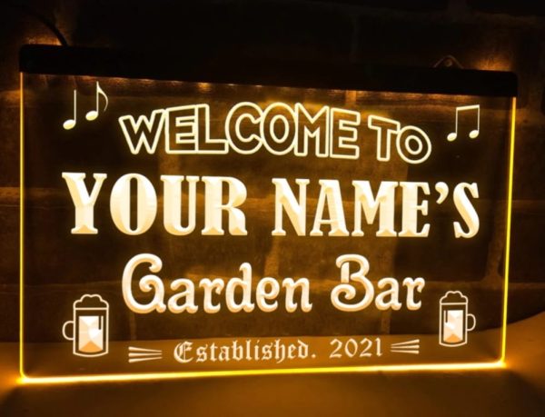 Garden Bar Personalized Illuminated Signs.