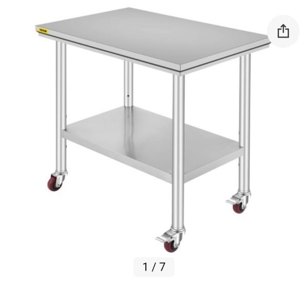 36" x 24" Stainless Steel Table Work Bench.