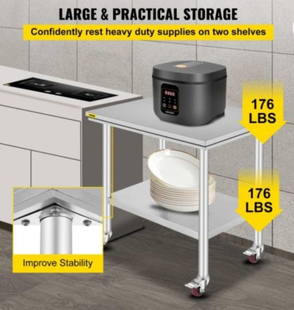 36" x 24" Stainless Steel Table Work Bench. - Image 3