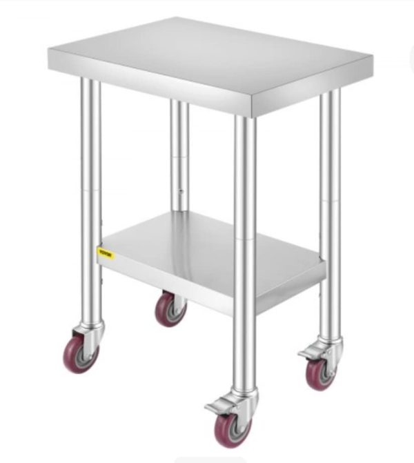 24" x 18" Stainless Steel Table Work Bench on lockable wheels. - Image 2