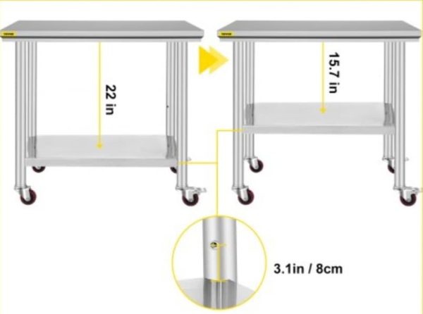 36" x 24" Stainless Steel Table Work Bench. - Image 5