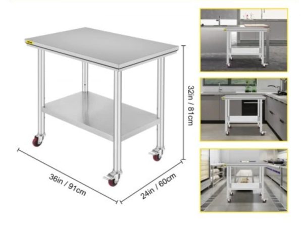 36" x 24" Stainless Steel Table Work Bench. - Image 4