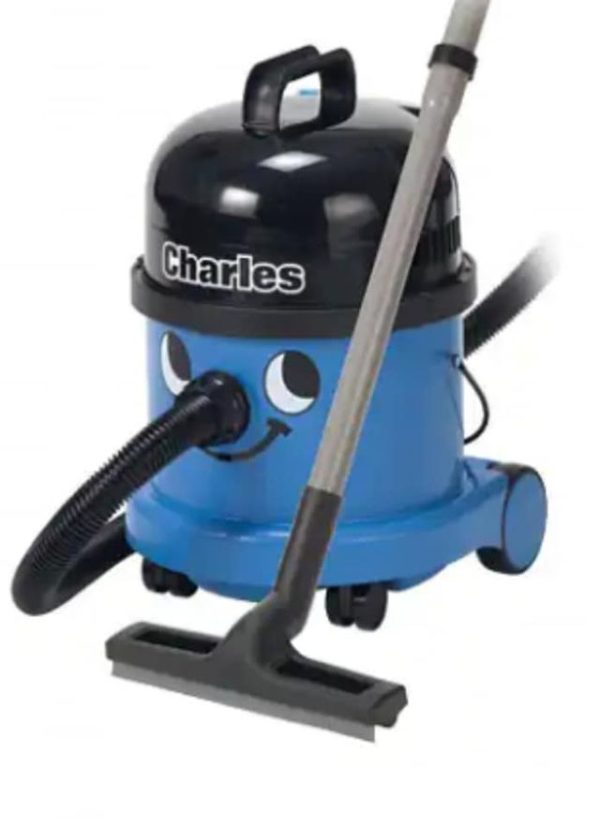 Our Numatic Wet and Dry Vacuum Cleaner "Charles" is a 15 Litre with 220v 10-metre cable.