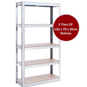 Boltless 5 Layer Garage Shelving Unit 1500mm High x 700mm Wide x 300mm Deep