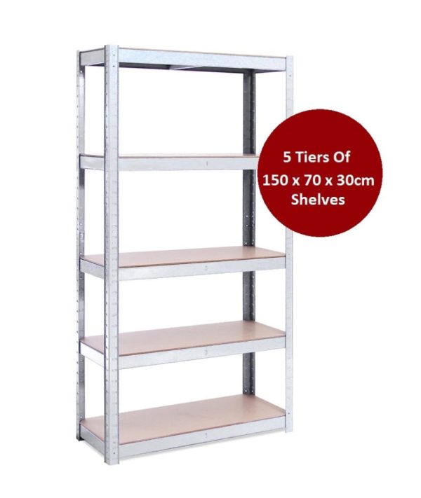 Boltless 5 Layer Garage Shelving Unit 1500mm High x 700mm Wide x 300mm Deep
