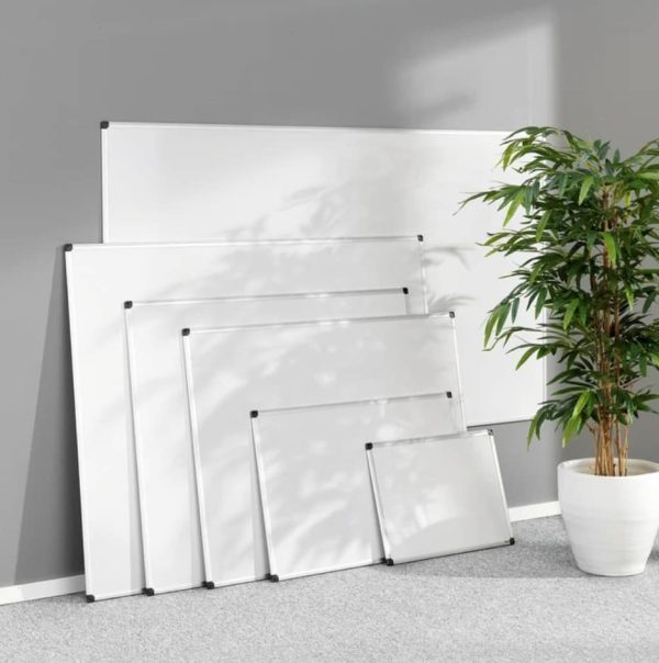 Wall mounted magnetic whiteboards available in 5 different sizes.