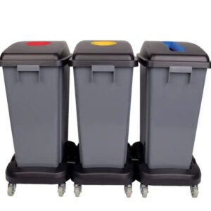 3 Environmentally sensitive recycle bins on Wheels.