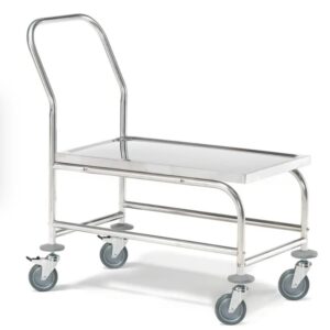 Our stainless steel platform trolley that takes a 100kg load.