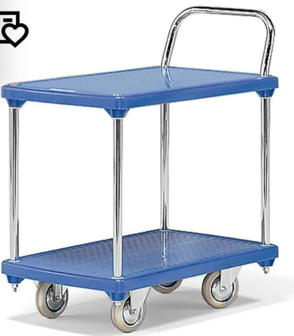 Our heavy-duty plastic shelf trolley takes a 200kg load, 810mm x 500mm x 890mm - Heavy-Duty Trolleys Ireland