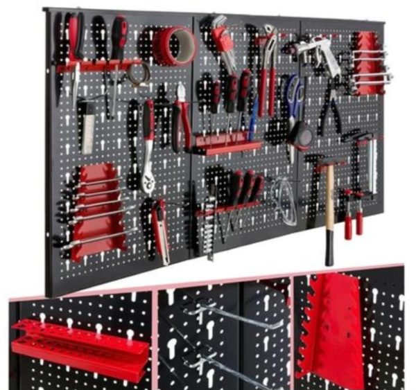 Garage & Workshop Wall Mounted Organiser Storage Rack Bin Hook Panel Set. - Image 3