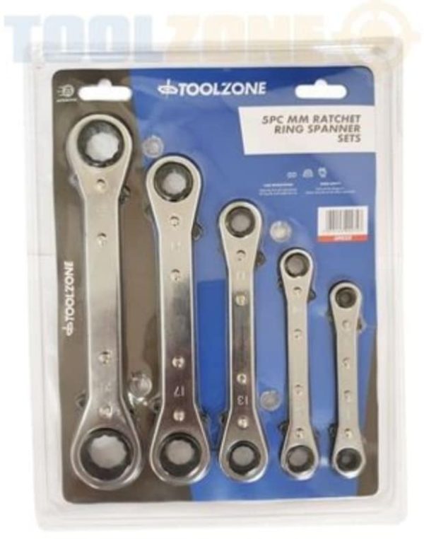 5 Piece Toolzone mm Flat Ratchet Ring Spanners - Image 2