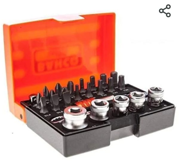 Bahco 25-Piece Metric 1/4" Standard Socket/Bit Set with Ratchet, 6 point; Hex Bit; Phillips Bit; Torx Bit - Image 4