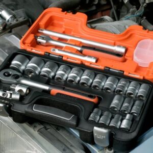 Bahco 24-Piece Metric 1/2 in Standard Socket Set with Ratchet, 6 point