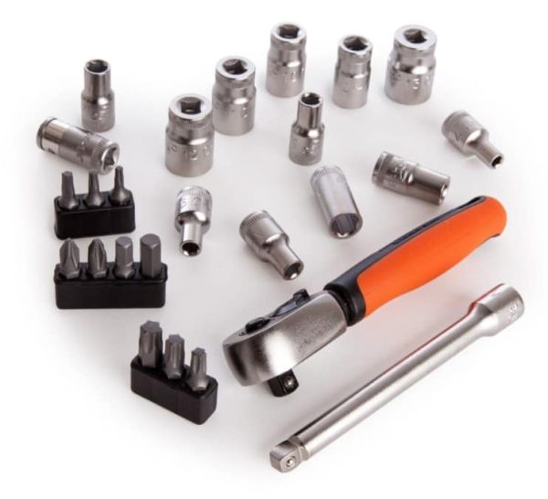 Bahco 25-Piece Metric 1/4 in Standard Socket/Bit Set with Ratchet, 6 point; Hex Bit; Phillips Bit; Torx Bit - Image 5