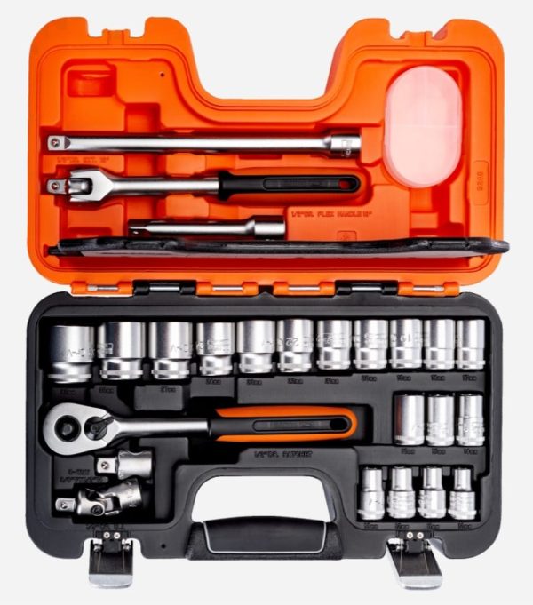 Bahco 24-Piece Metric 1/2 in Standard Socket Set with Ratchet, 6 point - Image 6