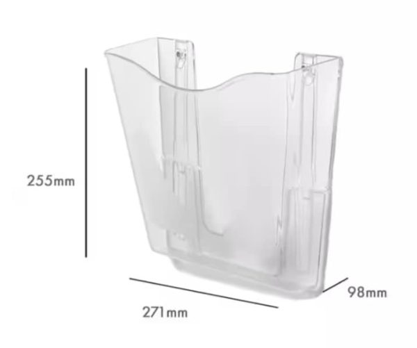 Deflecto Wall Mountable Literature Display Acrylic Glass 265mm x 100mm x 260mm A4 Clear - Image 5