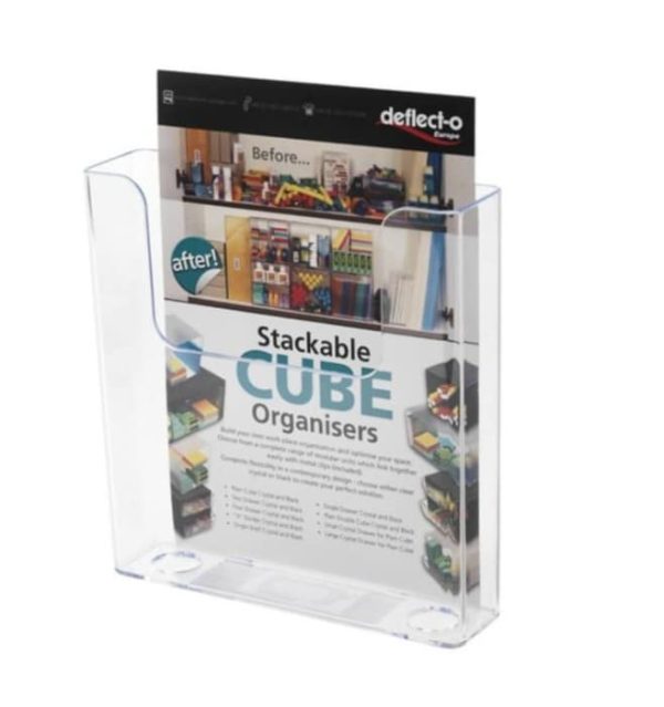 Deflecto Wall Mountable Literature Display 225mm x 50mm x 242mm A4 Clear Acrylic