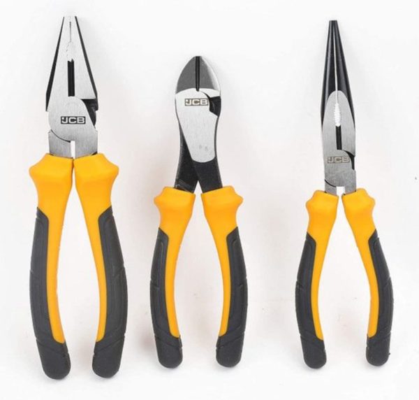 JCB Tools 3 Piece Plier Set in Heavy-Duty Steel