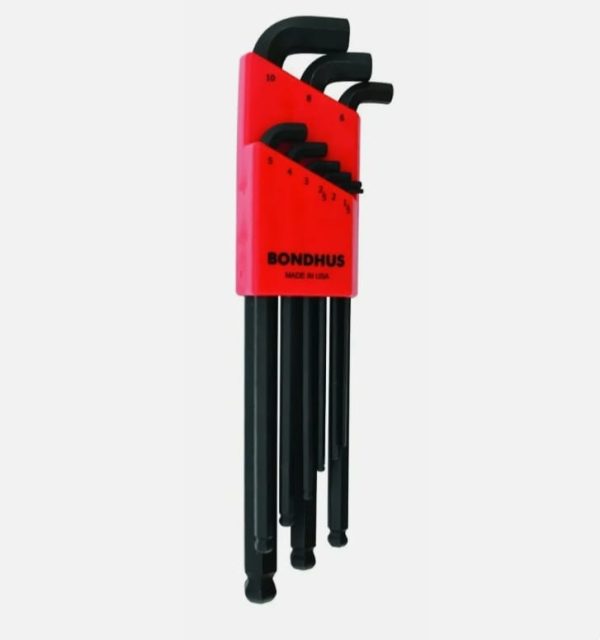 Bondhus Stubby Head 9 piece L Shape Metric Hex Key Set, 1.5 → 10mm