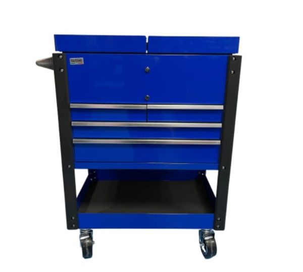PACINI 35" 4 Drawer Slide Tool Cart with tilt & Storage shelves