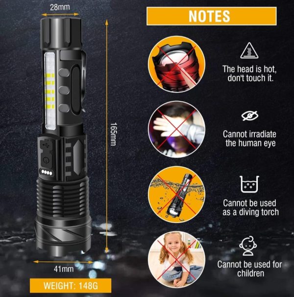 Our Military Grade super bright flashlight uses a super bright high power wick to dispel the darkness, with a maximum lumen value of 20,000 and a super long range of 500 meters. - Image 4