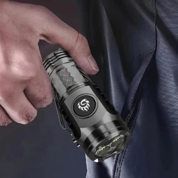 German Three-eyed Monster Rechargeable Flashlight with five lighting modes.
