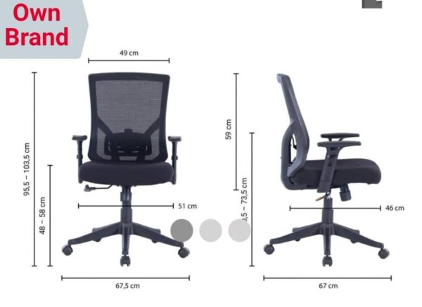 Executive Chair Basic Tilt Mesh Height Adjustable Armrest and Seat Black 110kg 675mm x 670mm x 1035mm - Image 7