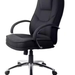 Tilt Executive Chair with Fixed Armrests and Adjustable Seat in Black