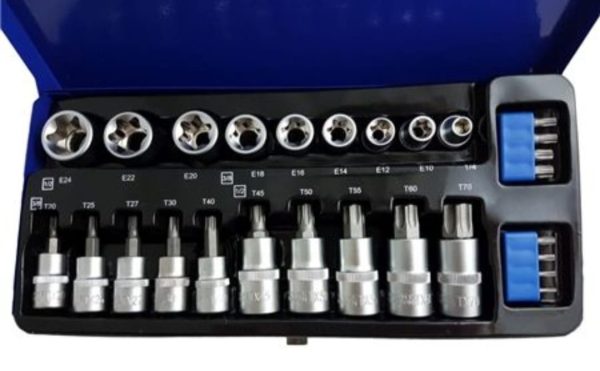 27 Piece 3/8 & 1/2 Star Bits & E Sockets