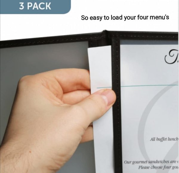 Set of 3 American style A4 Menu Holders with Clear Pockets - Image 6