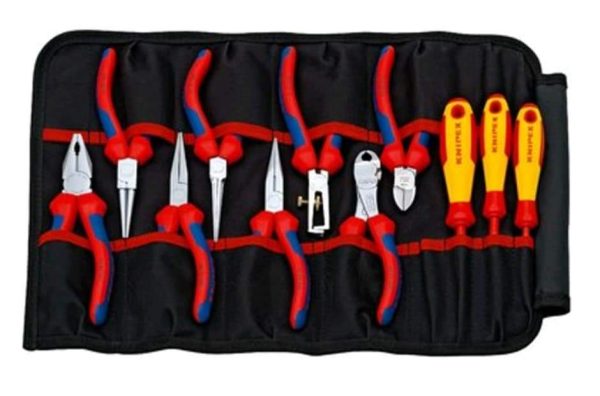 Knipex 11 piece tool kit for telecommunications technicians and electricians.
