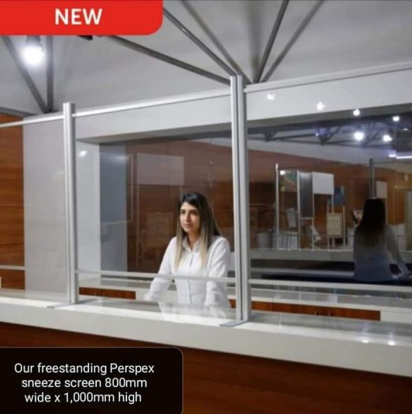 Large Freestanding Perspex Sneeze Screen - guard 800mm wide x 1000mm high - Image 5
