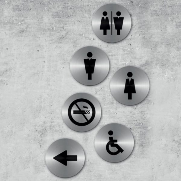 Six Assorted Brushed Stainless Steel Door Signs - Image 8