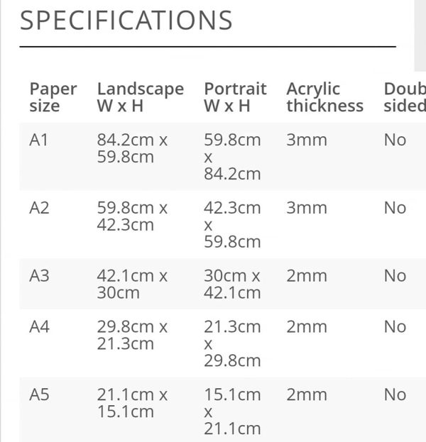 Supervue Acrylic Poster Sleeve, available in 8 Different sizes - Image 8