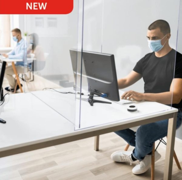Clear Acrylic Office Desk Divider 950mm wide x 750mm deep