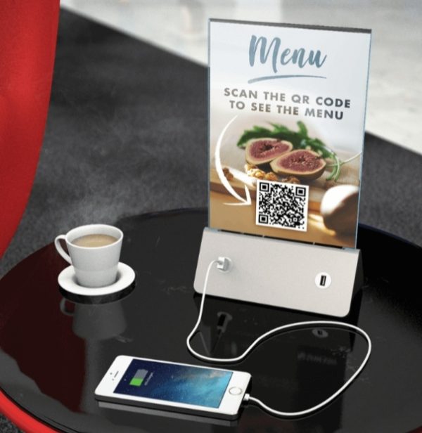 Menu / QR code Holder with 4 USB Charging Points