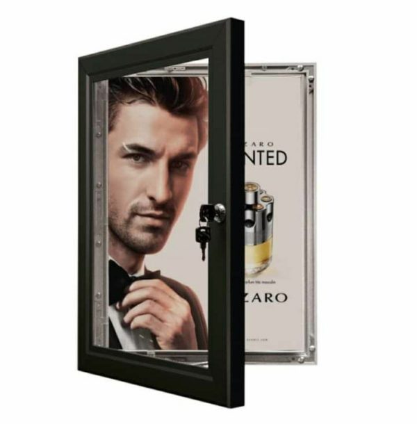 Lockable Poster Case with metal frame and high impact acrylic front panel.
