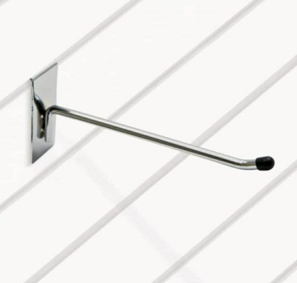 Slatwall : Single Prong hook with protective rubber endstop.
