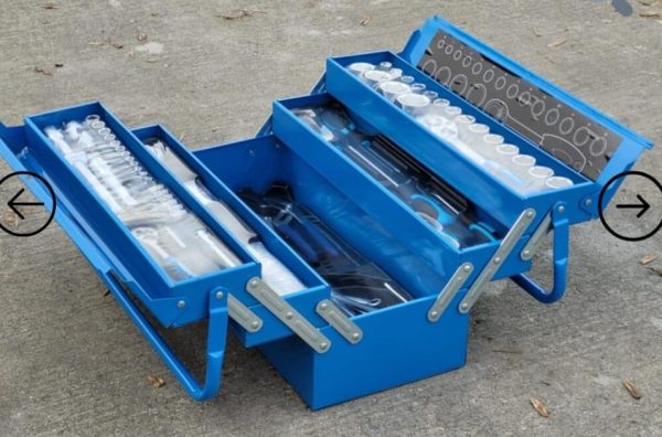 85 Piece Cantilever Metal Tool Box With Tools included – 1/4″ & 1/2″ Drive - Image 6