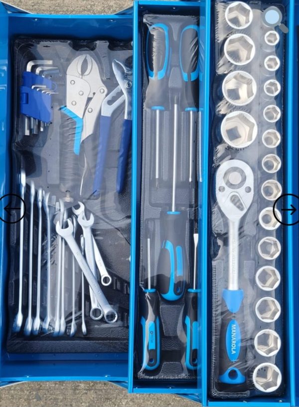85 Piece Cantilever Metal Tool Box With Tools included – 1/4″ & 1/2″ Drive - Image 4