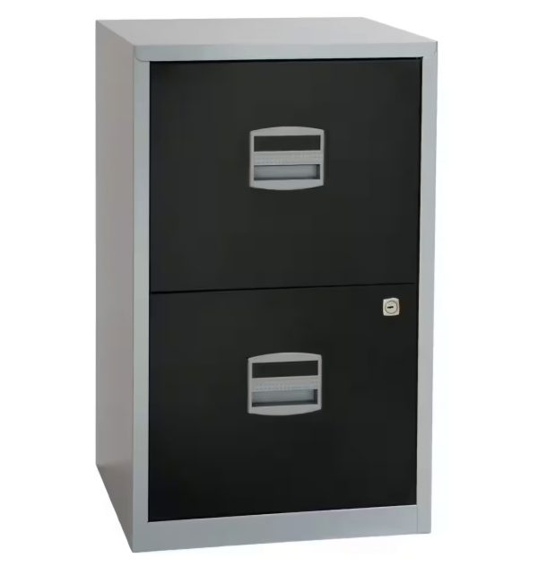 Steel Filing Cabinet with 2 Lockable Drawers 413 x 400 x 672 mm Goose Grey - Image 7