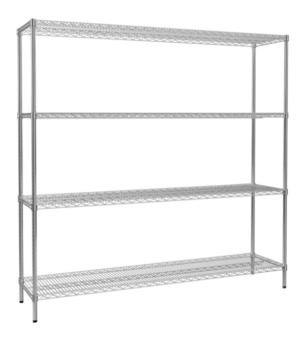 Wire Chrome Shelving 1818mm x 1212mm x 458mm 4 Levels 300kg UDL - Image 2